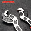 A pair of black and silver multi-function adjustable wrenches are shown against a dark background.