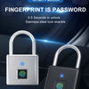 A silver and black smart fingerprint padlock with a keyhole, demonstrating fingerprint access.
