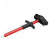 A portable aluminum T-hook remover tool with a red and black handle.