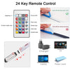 Control remoto y accesorios para un sistema de luces LED RGB programables.