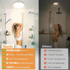 A person is shown using a wireless motion sensor ceiling light in a bathroom setting.
