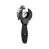 A black precision ratchet pipe cutter tool with a metal jaw and a handle.
