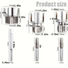 Precision pipe thread cutting kit showing various sizes and dimensions of pipe threads and a straight rod.