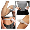 A self-measuring body tape ruler is shown being used to measure the circumference of a person's arm and torso.