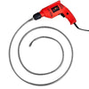 Red heavy duty spring sewer cleaning tool with a flexible hose and nozzle