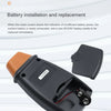 A black battery installation and replacement kit for a meter, showing the battery holder and a separate battery component.