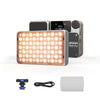 A compact light kit featuring a rectangular panel of multiple LED lights and an accompanying device.