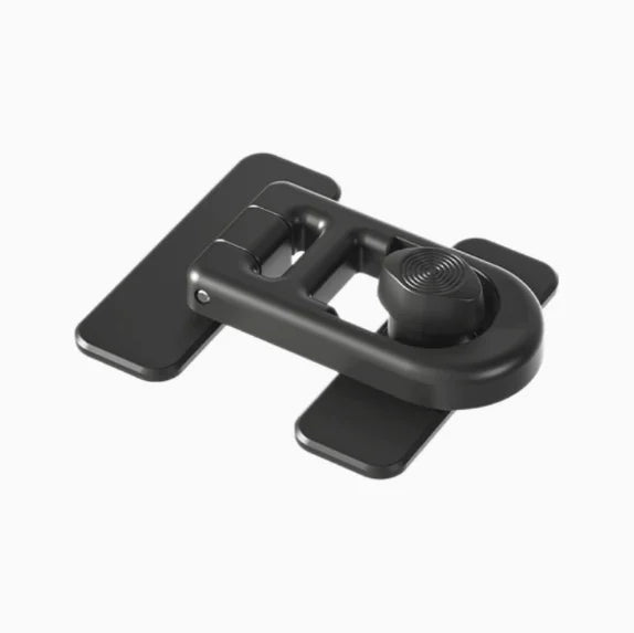 A black easy install refrigerator and freezer door lock mechanism.