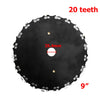 Lame de scie noire de 9 pouces avec 20 dents et un diamètre de 25,4 mm, conçue pour une tondeuse.