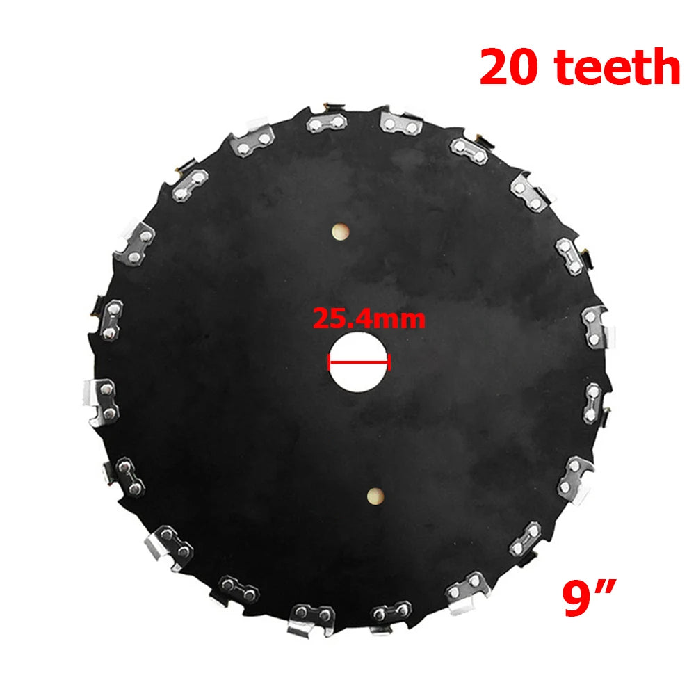 Lame de scie noire de 9 pouces avec 20 dents et un diamètre de 25,4 mm, conçue pour une tondeuse.