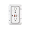 A white JoBlaon 6-in-1 universal power strip with multiple outlets and USB charging ports.