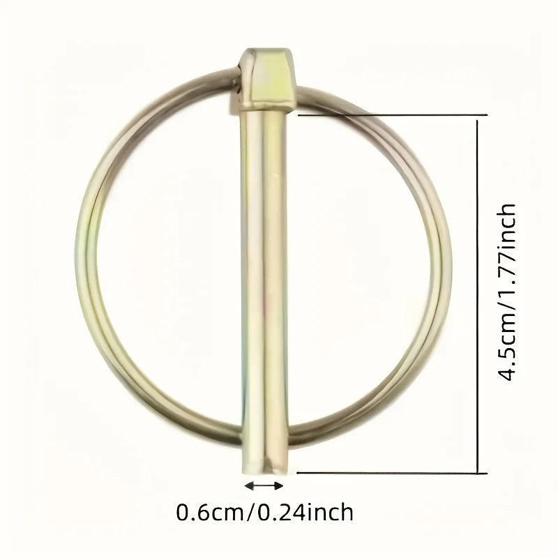 A silver steel O-ring with a cylindrical pin, measuring 4.5cm in diameter and 0.6cm long.