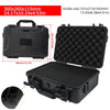 Boîte à outils portable noire avec insert de protection, vue de dessus et de côté.
