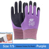 Purple summer version work gloves with black palms and pink cuff