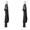 Set aus schwarzem, robustem Gepäckriemen und Rucksackclip mit Metallringen