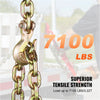 A close-up of a heavy duty binder chain set with a link and chain section, showing superior tensile strength.