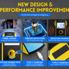 A multi-function metal detector device shown with various modes and features for inspection.