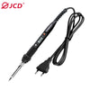 Black adjustable digital soldering iron with a coiled wire and tip