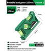 A portable green level gauge measuring 105mm, featuring a double line horizontal bubble for leveling.