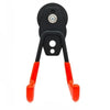 A black heavy-duty magnetic garage hook with a silver ball and orange gripping arms.