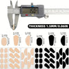 A set of self-adhesive anti-slip nose pads for eyeglasses in various sizes and colors.