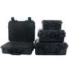 Black waterproof hard carry case for tool and sponge storage shown in various configurations