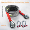 A thick American steel buckle and reflective strip are shown with a heavy-duty nylon tow rope for off-road vehicles.