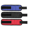Three magnetic wristband tool holders in black, blue, and red for screws and nails