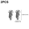 Two stainless steel expansion rivet nuts used for license plates.