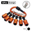 Six orange screwdriver bit holders with hex shank tips and a 6.35mm screwdriver bit shown next to them.