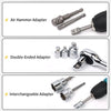 A set of interchangeable adapters including an air hammer adapter, a double-ended adapter, and an interchangeable adapter.