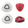 Replacement mop set for easywring system showing a white mop head and a red mop head.