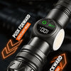 Schwarze taktische wiederaufladbare LED-Taschenlampe mit Zoomlinse für Vorschub- und Rückwärtsstrahlfunktionen.