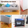 A set of heavy duty furniture moving and lifting tools including a sofa and an armchair on wheels.