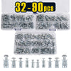 A set of expansion jack nuts and petal screws in various sizes packaged in clear plastic containers.