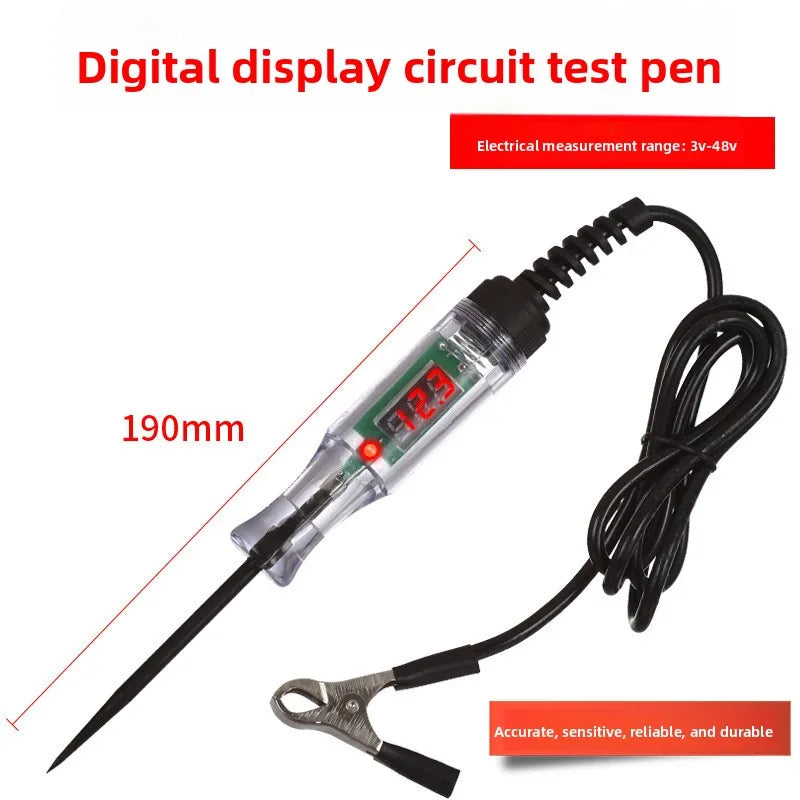 Sonde de test numérique avec câble noir et sonde métallique pour mesures électriques.