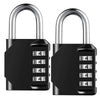 A black heavy duty combination padlock with a silver shackle and four numeric dials.