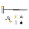 A silver precision gunsmithing punch tool with a cylindrical handle and a threaded tip is shown alongside various punch tips.