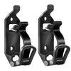 A pair of heavy duty tool fixing brackets in black metal finish.