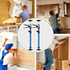 Adjustable telescopic support rods used to open doors and cabinets, shown in various installation contexts.