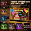 A display showing various light effects like Red, Warm White, Blue, Green, Cool White, Purple, and Flash Mode on an LED acryl