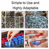 A collection of metric and imperial thread checkers, including various sizes and a tool for checking threads.