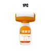 Un kit de pintura para reparar paredes DIY en una botella blanca con tapa naranja y un rodillo de pintura blanco adjunto.