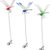 Three colorful simulation dragonfly clips with long wires for outdoor decoration