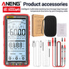 ENG 681 Smart Multimeter in rotem Gehäuse mit Zubehör wie einer Aufbewahrungstasche und Ladekabel