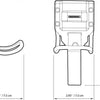 A diagram showing the dimensions and components of a ToughBuilt modular hanging hammer tool.