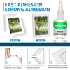 A bottle of fast adhesion strong adhesion oily glue with before and after application instructions.