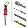 A set of precision hex shank screwdriver extensions showing various sizes and types of screwdriver bits.