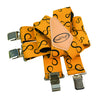 Orange, robuste elastische Hosenträger mit taner Lederpatch und silberner Hardware
