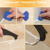 Four blue sealant finishing tools used for applying caulk and sealing joints.